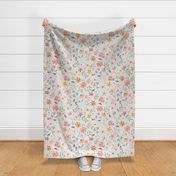 Pastel Floral Garden - Peach and Gold Flowers, Baby Girl Nursery (fog, patt 2) large scale