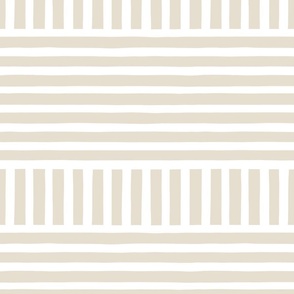 Beige and White Vertical and Horizontal stripes