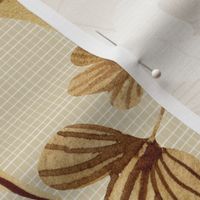 Gold Autumn / Fall, Neutral Earth Tone Leaves Flowers, beige cream gold brown (golden, patt 4) large scale