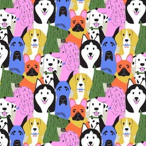 Bright, Colorful Dogs including poodle, french bull dog, beagle, great dane, husky, Scottie and Dalmatian – MEDIUM Scale