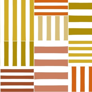 stripe blocks - orange yellow - X Large