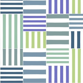 stripe blocks - green blue - large 