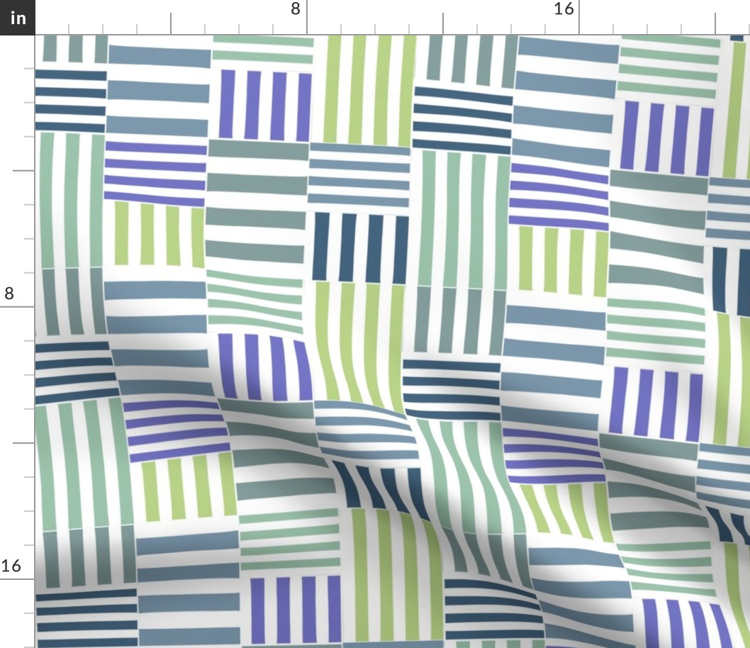 stripe blocks - green blue - medium