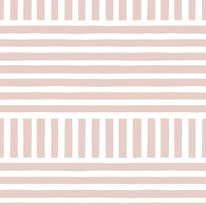 Blush Pink and White Vertical and Horizontal stripes