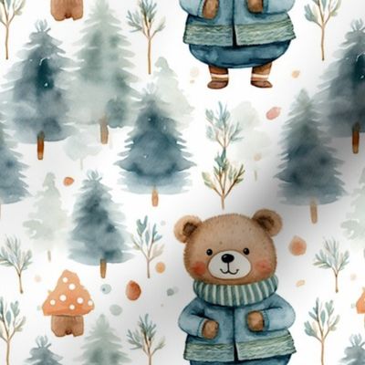 Bears In Sweaters In The Woods