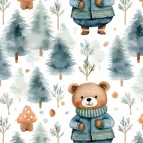 Bears In Sweaters In The Woods