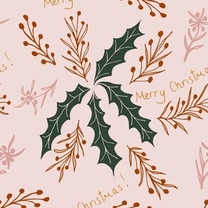 Merry Christmas florals in dreamy pink