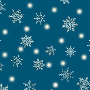 MEDIUM-Christmas Snowflakes & Lights-Blue