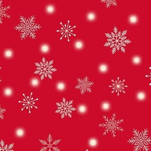 MEDIUM-Christmas Snowflakes & Lights-Red