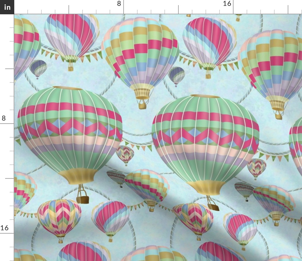 Hot air balloons floating into blue skies fun