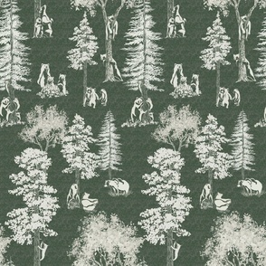 Bears in the Woods Toile - Evergreen