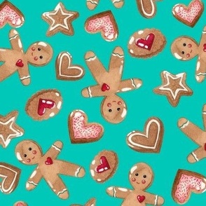 LARGE-Christmas Cookies on Teal