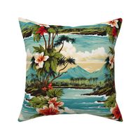 Hawaiian Hibiscus Vintage Aloha Shirt Muumuu Tropical Print for Fabrics