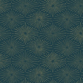 Sea Urchin Shell - Gold on Dark Teal (Medium Scale)