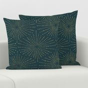 Sea Urchin Shell - Gold on Dark Teal (Large Scale)