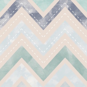 Giant stitched watercolor chevron