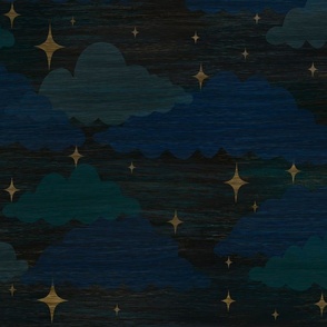 Cloudy night sky- large and bright