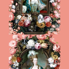 custom big pink marie antoinette with roses frame 30 inches wide 60 inches long