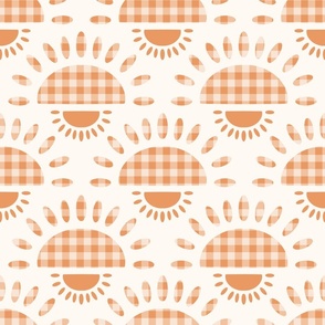 laughing suns in sunrise orange gingham