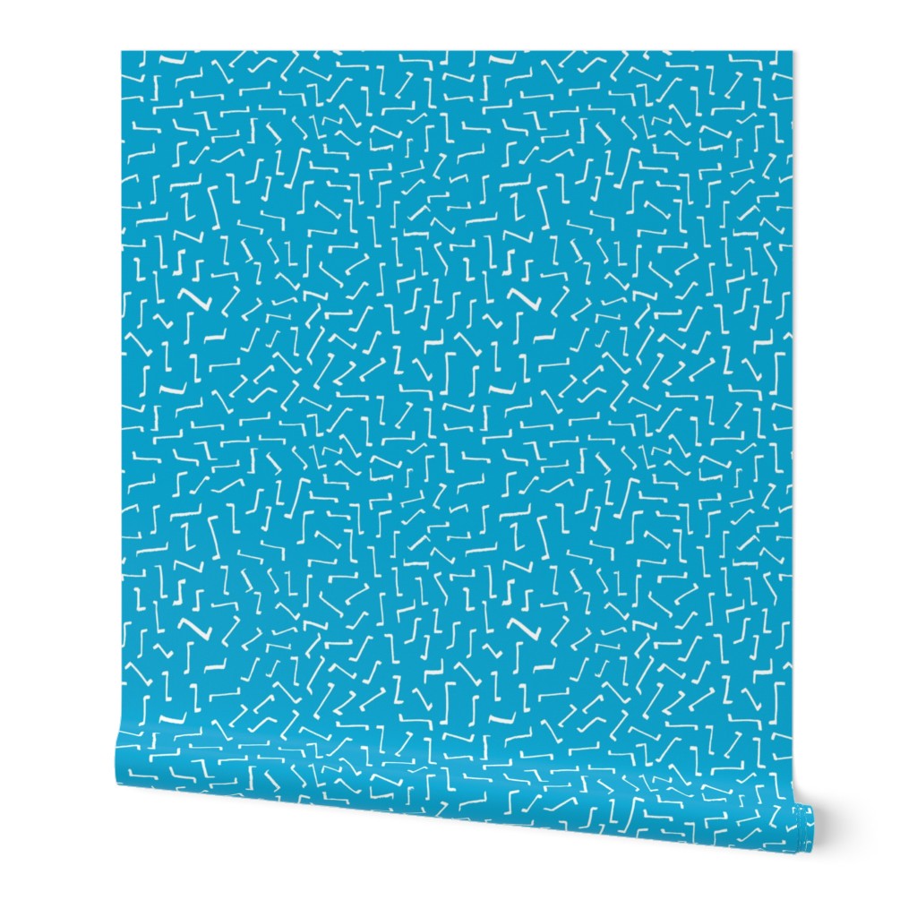 Retro 90's white hand drawn Z maze Azure Blue