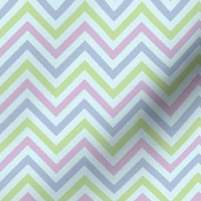 Mauve, sky blue, mid blue and olive lime chevrons