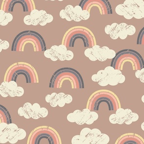 Retro rainbows and clouds