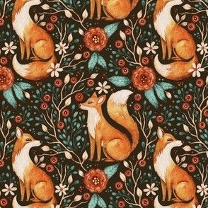 Small Forest fox floral design