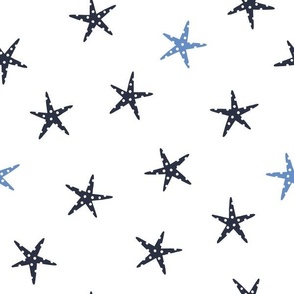 Nautical Starfish in White, Midnight Blue and Blue