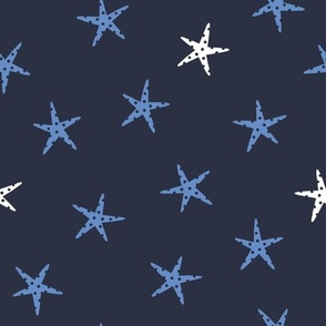 Nautical Starfish in Midnight Blue, Blue and White