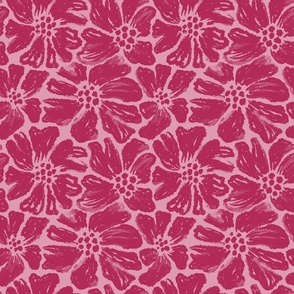 Fuchsia FLowers on Pink Background 