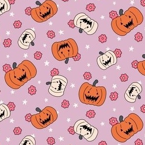Retro Pop Pumpkin Patch - Jack O'Lanterns, Stars and Daisies
