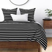Simple Classic Black And White Stripe Pattern Horizontal Smaller Scale