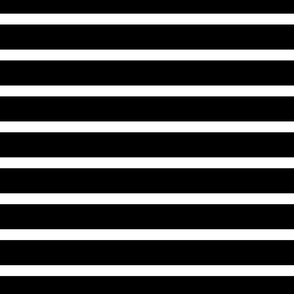 Simple Classic Black And White Stripe Pattern Horizontal Smaller Scale