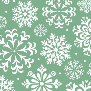 Winter Wonderland: Green and White Snowflake Pattern Jumbo