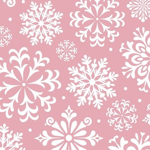 Winter Wonderland: Pink and White Snowflake Pattern Jumbo