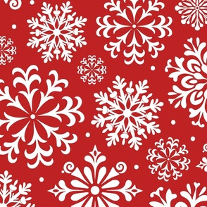 Winter Wonderland: Red and White Snowflake Pattern Jumbo