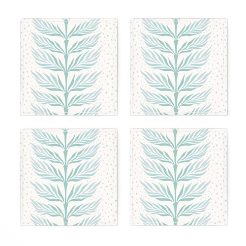 palm leaf stripe with dots/shades of whispering blue and pool blue/large