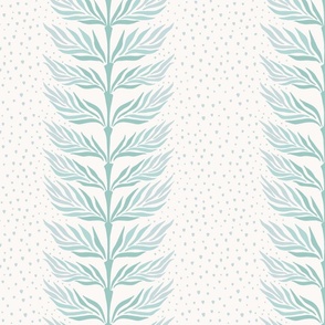 palm leaf stripe with dots/shades of whispering blue and pool blue/large