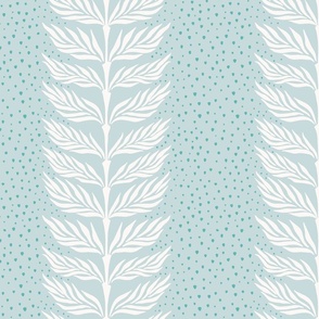 palm leaf stripe with dots/cream on whispering blue/large