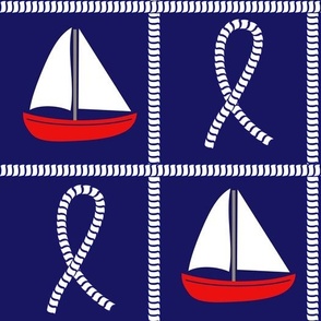 Nautical Sailboat with Ropes Ocean Sea  Home Decor