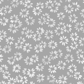 Painted Daisies - medium grey - large scale