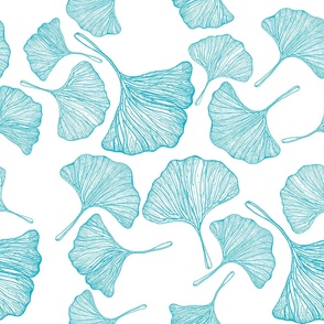 Ginkgo leaves large pattern in winter blue
