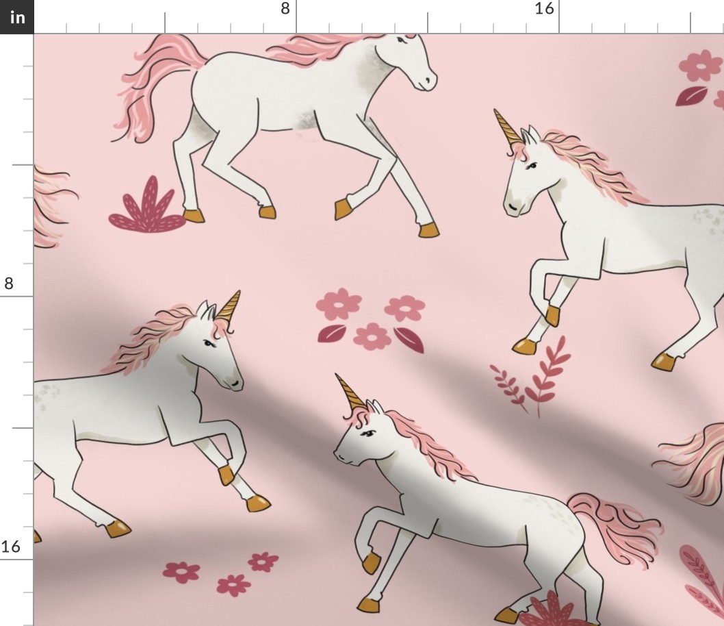 Galloping Unicorns on Pink