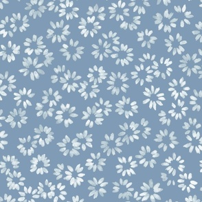 Painted Daisies - dusty blue - large scale