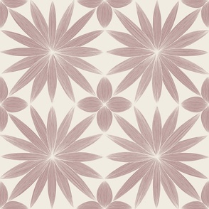 flower doodle - creamy white _ dusty rose pink - hand drawn line floral