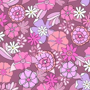 60s mod floral Pink