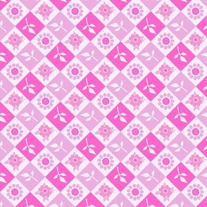 Pink Floral Checkerboard