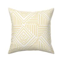 light yellow  geometric pattern on white -  small scale