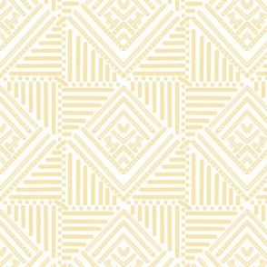 light yellow  geometric pattern on white -  small scale