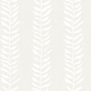 White on Cream, Botanical Block Print (large scale) | White neutrals, leaves fabric from original block print, natural decor, block printed plant fabric, leaf pattern in soft whites.
